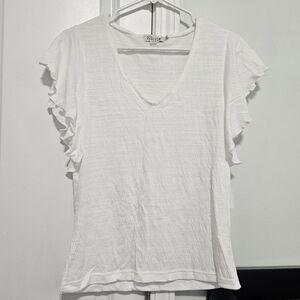 White Ruffle Sleeve Top